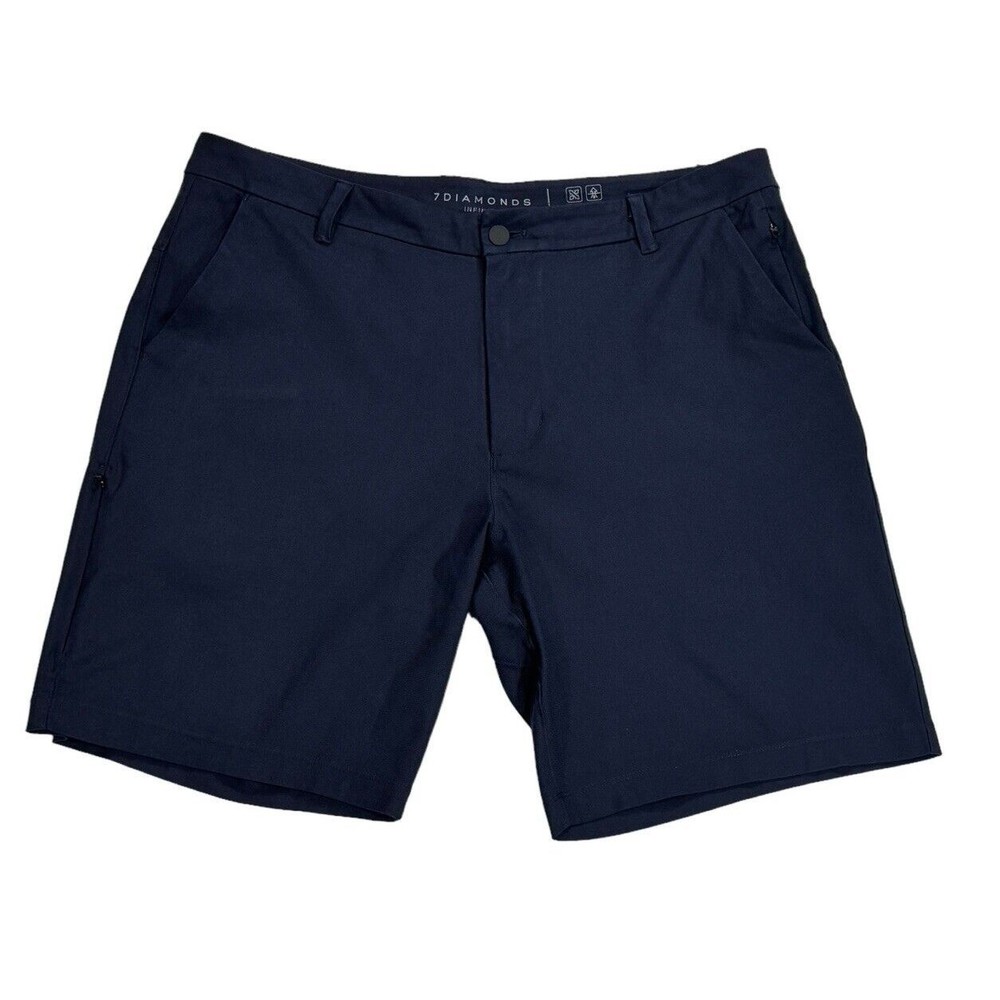 7 Diamonds Infinity Chino Shorts Mens Size 36 Inseam 9" Navy Blue Stretch Golf